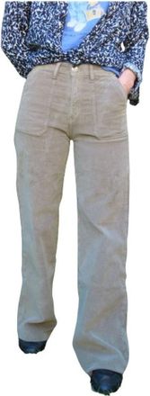 Islow Wijde broek Andrea - Dames - Straight fit broeken - Beige - W30 - Katoen - Broeken