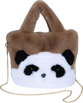 Generic Faux plush bag womens crossbody cute and versatile cartoon mini bag(brown)