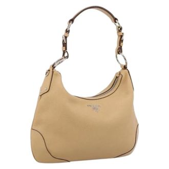 Prada Pre-owned Vintage Schoudertas - Dames - Pre-owned - Beige - Maat: ONE Size Leer