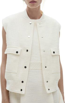 Mango Tweed Cargo Vest in Off White at Nordstrom, Size X-Small