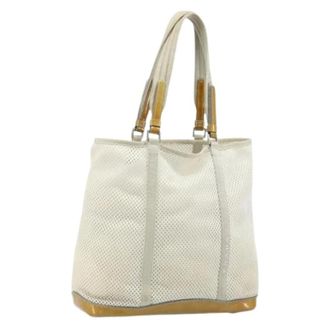 Prada Pre-owned Tote Bags, female, White, Size: ONE SIZE Pre-owned Canvas Tote Bag