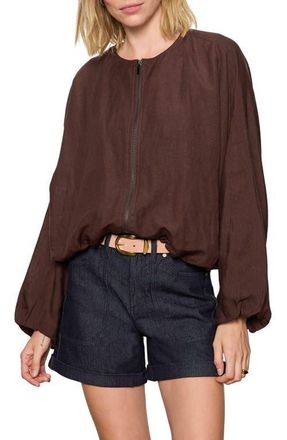 Sanctuary Linen Blend Bubble Jacket in Rich Soil Brown at Nordstrom, Size X-Large