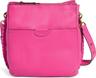 American Leather Co. Luca Triple Pocket Leather Crossbody Bag in Knockout Pink at Nordstrom Rack