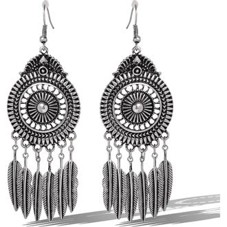 Jessica Simpson Boho Feather Drop Earrings in Antique Silver at Nordstrom