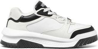 Versace Zwarte Grieks motief sneakers laag model - Heren - Sneakers - Wit - 45 EU - Leer - Schoenen