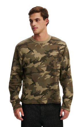 Cotton On Mens Cropped Fit Textured Long Sleeve in Camo Waffle at Nordstrom, Size X-Large