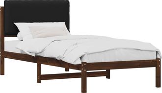 vidaXL Letto Con Testiera Rivestita Marrone Scuro E Nero 80 X 200 Cm Vidaxl