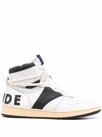 Rhude high-top logo-print trainers - White