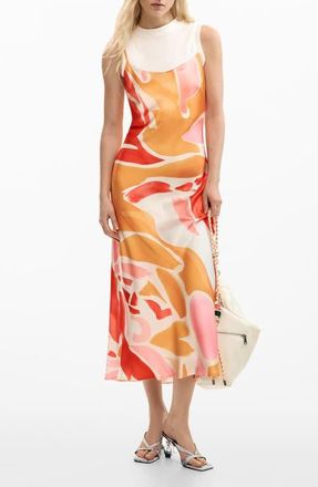 Desigual Two-Piece Satin Midi Dress in Orange at Nordstrom, Size X-Small