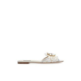 Dolce & Gabbana Slippers Bianca - Dames - Sandalen - Beige - 36 EU - Leer - Schoenen