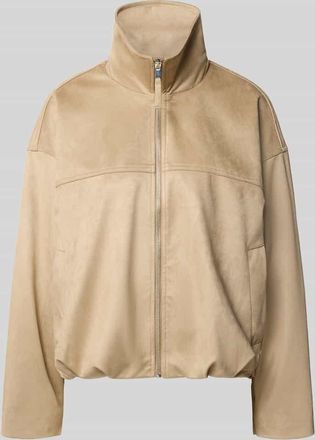 Gina Tricot Jacke in Leder-Optik mit Rei&szlig;verschluss und Eingrifftaschen in Beige, Gr&ouml;&szlig;e XL