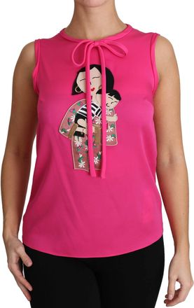 Dolce & Gabbana Womens Pink Family Silk Tank Mama Blouse Top Shirt Spandex