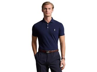 Polo Ralph Lauren Classic Fit Stretch Mesh Polo Shirt Mens Short Sleeve Knit Refined Navy : 2XL, Cotton/Elastane