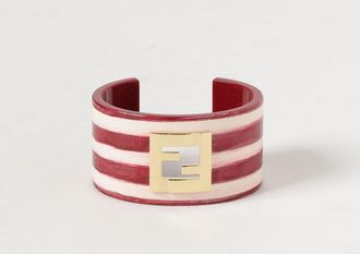 Fendi Bracciale bangle in resina con monogram FF e motivo a righe