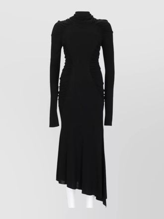 Victoria Beckham dress asymmetric hem high neckline ruching