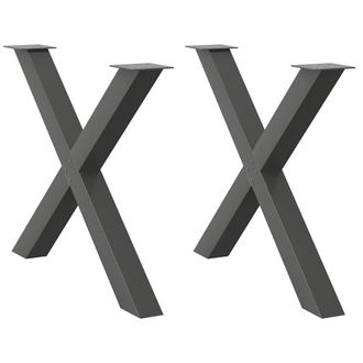 Berkfield Home Dining Table Legs X-Shaped 2 pcs Anthracite 90x(72-73) cm Steel in Black
