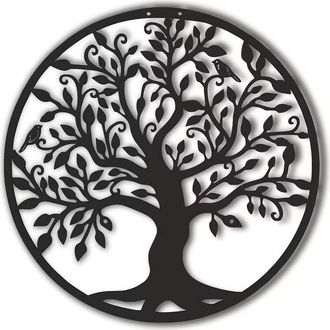 OEM Decoraci&oacute;n De Pared Met&aacute;lica, &Aacute;rbol De La Vida - Acero Con Recubrimiento En Polvo De 2 Mm - Resistente A La Corrosi&oacute;n - 35 X 35 Cm, Para Uso Interior 