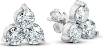 Pompeii3 1 Ct 3 Stone Diamond Earrings 14K White Or Yellow Gold