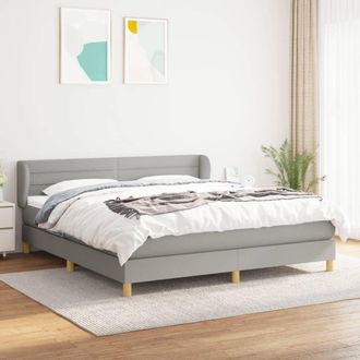 vidaXL Vidaxl - Cama Box Spring Con Colch&oacute;n Tela Gris Claro 160x200 Cm