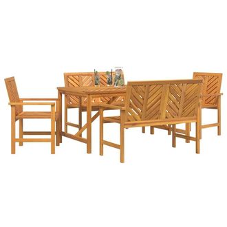 Berkfield Home Modern 5 Piece Garden Dining Set Solid Wood Acacia in Brown