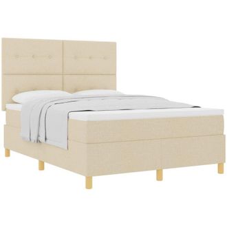 vidaXL Box Spring Bed with Mattress Cream 140 x 200 cm Fabric vidaXL