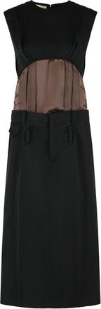 Marni Black Round Neck Virgin Wool Mini Dress