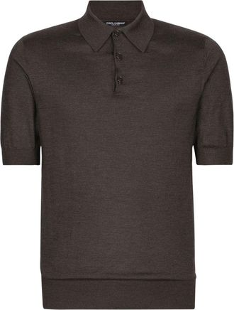 Dolce & Gabbana short-sleeve silk polo shirt - men - Silk - 46 - Grey
