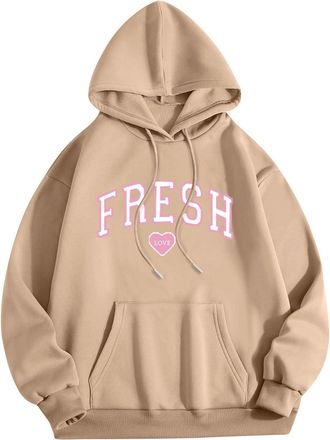 Generic Fresh Love Hoodie Sturniolo Lightweight Hoodie Women Men Printin Letterg Top Letter Womens Fashion Half Zip Womens Long Sleeve Pullover Sweatshirts Kh
