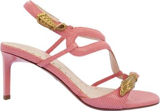 Roberto Cavalli Lizard Embossed Heeled Mules, Brand Size 37 ( US Size 7 )