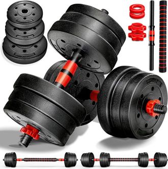 OEM Re:sport Juego De Mancuernas De 20 Kg, Juego De Barra, Discos De Pesas Con Mancuernas