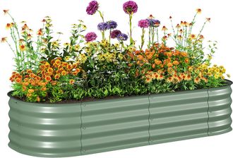 OEM Jardinera Exterior Grande De Acero Galvanizado Con Base Abierta Bordes De Seguridad F&aacute;cil Montaje 150x62x30 Cm Verde