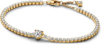 Pandora Bracelets - Funkelndes Herz Tennisarmband - gold - Bracelets for ladies