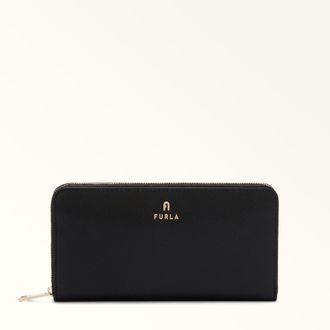 Furla Camelia Zip Around Nero Nero Pelle Stampata Donna