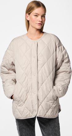 Pieces Steppjacke PIECES PCSTELLA QUILTED JACKET NOOS BC, Damen, Gr. XL, silber gray, Steppware, Obermaterial: 100% Polyester, unifarben, gerade Po-bedeckend