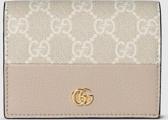 Gucci Bi-color GG Marmont Small Wallet, Neutral, Leather