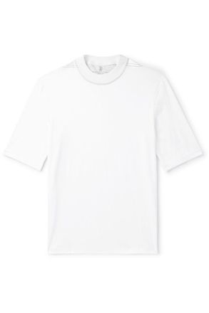 Brunello Cucinelli Mock-Neck Cotton-Jersey T-Shirt