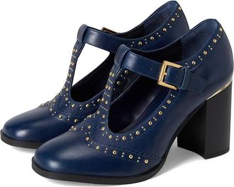 Vince Camuto Maris T-strap Block Heel Pump Womens Shoes Deep Navy : 5.5 M, Leather