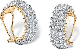 Palm Beach Jewelry 1/10 TCW Diamond Yellow Gold-Plated Cluster C-Hoop Earrings