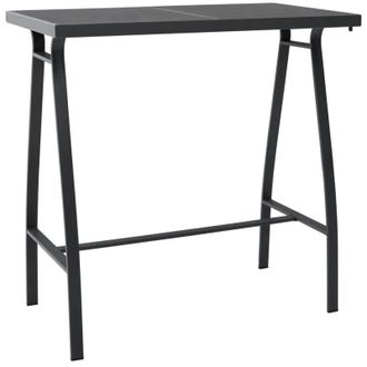 vidaXL Furniture Limited - Mesa Alta De Jard&iacute;n Vidrio Templado Negro