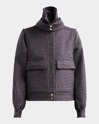 Soia & Kyo Gene-MC Mini-Check Wool Bomber Blouson