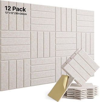 Angel Cerd&aacute; Paneles Autoadhesivos De Aislamiento Ac&uacute;stico - Paquete De 12 Unidades (30x30 Cm) - Aptos Para Paredes, Techos Y Oficinas - Espuma Fonoabsorbente Para