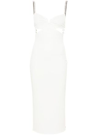 Nissa cut-out rhinestone midi dress - White