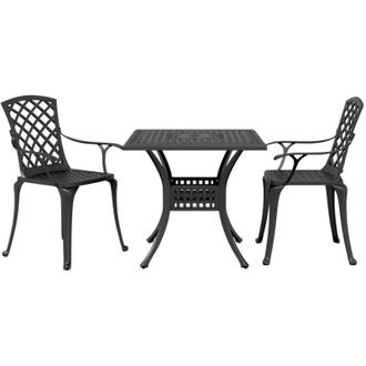 vidaXL Mesa Y Sillas De Bistr&oacute; 3 Piezas Aluminio Fundido Negro Vidaxl