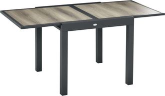 OUTSUNNY Extendable Outdoor Dining Table Aluminium Rectangle Patio Table Beige - Outsunny