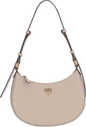 Pinko Simply Mini Love Beige Half Moon Leather Shoulder Bag