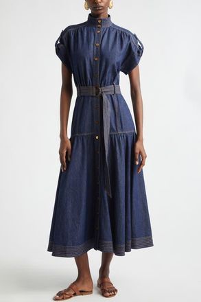 Zimmermann Kindred Spirit Belted Denim Midi Dress in Harbour Blue at Nordstrom, Size 0P