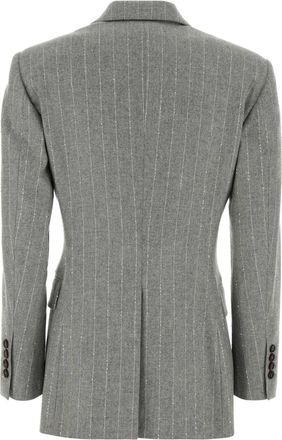 Brunello Cucinelli Womens Embroidered Stretch Wool Blend Blazer Grigio Chiaro Giacche E Gilet Jacket