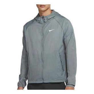Nike logo Printing Reflective Woven Casual Sports Hooded Jacket Grey Blue CU5359-084