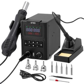 OEM Estaci&oacute;n De Soldadura De Aire Caliente, Control De Temperatura Pid, Flujo De Aire Ajustable, Color Negro