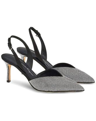 Ferragamo Crystal Embellished Leather Slingback